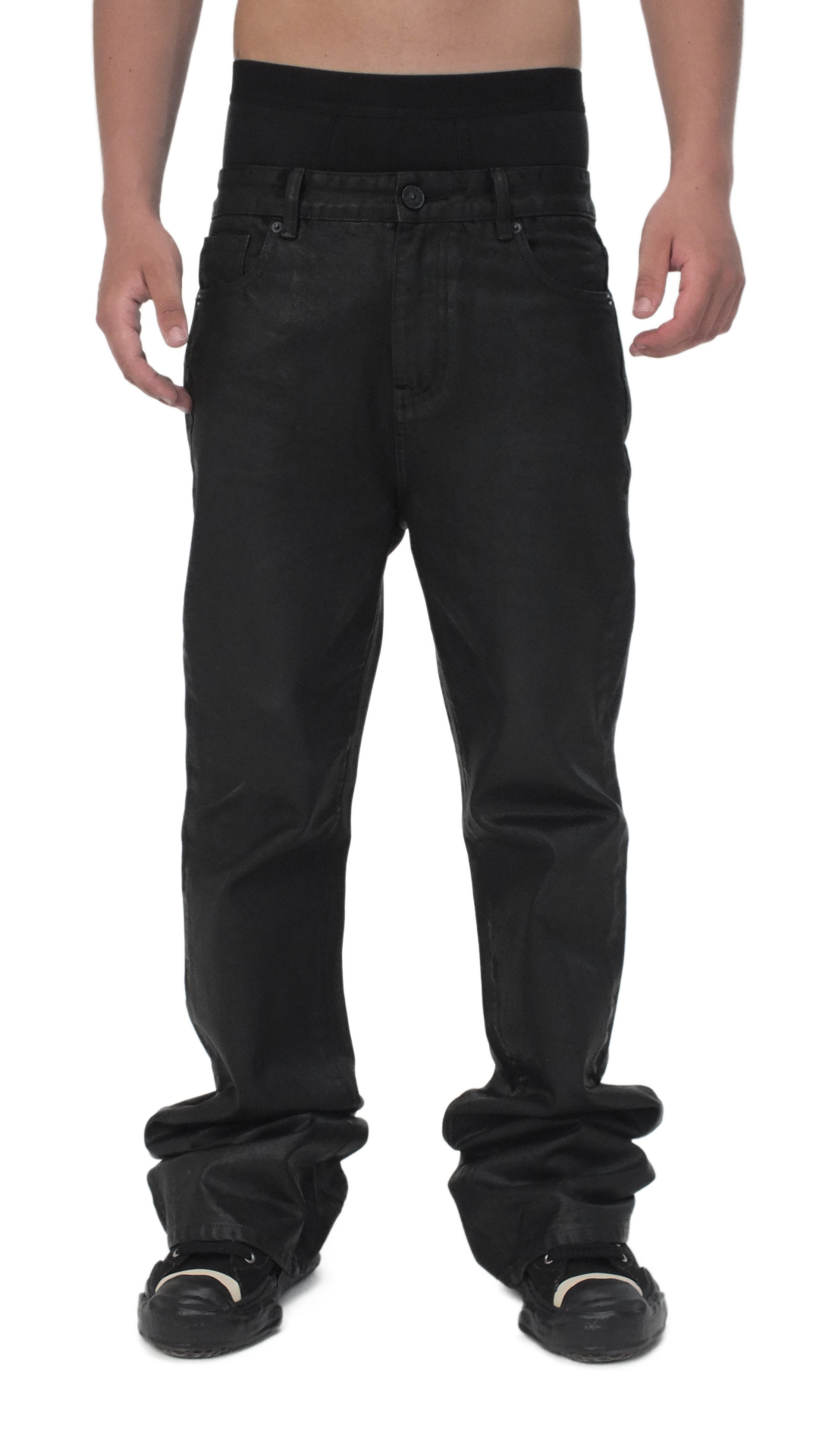 WAXED FLARED DENIM